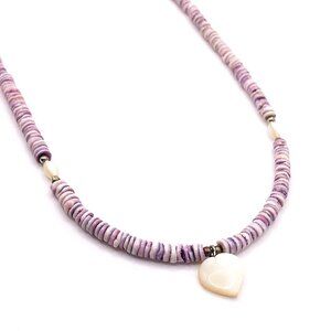 Vintage Puka Shell Choker w/ Mother of Pearl Heart